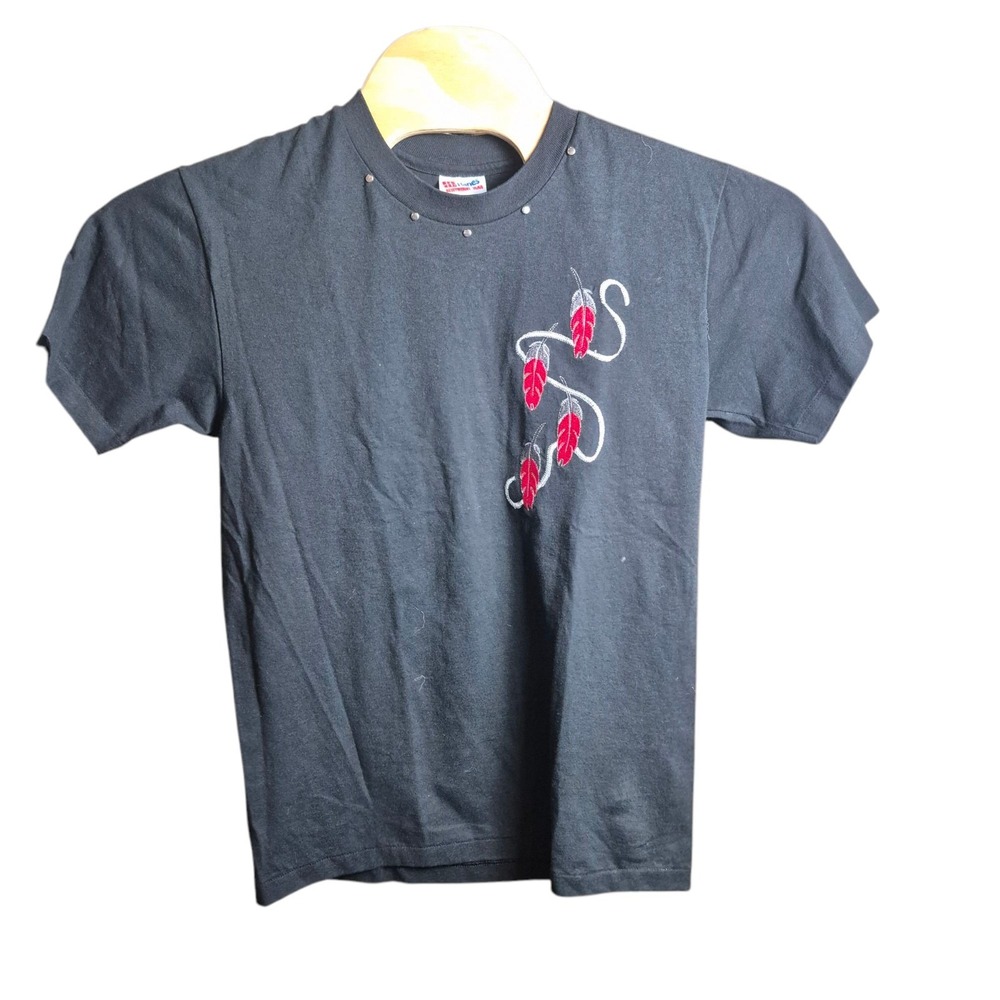 VTG Native American Feather Embroidered Heavyweight 50/50 Short Sleeve Women's M - Picture 3 of 5